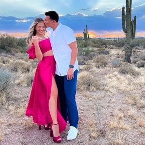 Two piece magenta skirt and top set by Yaura